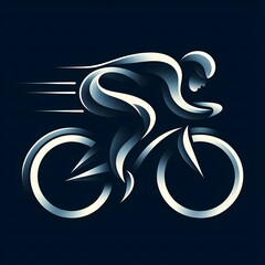 AI Generate of Speeding Cyclist in Elegant Style with Minimal Geometric Form. Vector, Logo, Symbol. Businesses related to sport, health and nature, resort, travelling, tourism fashion, etc.