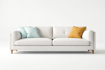 Poster - White Sofa with Cushions on White Background