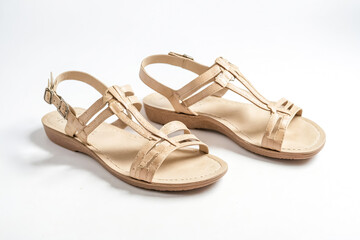 Wall Mural - Beige leather sandals with buckle closure