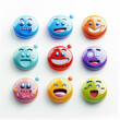 © lusharts - A set of 3D emoticons, 3D icons vivid color isolated on white background