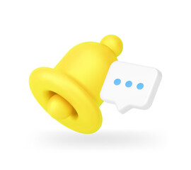 Wall Mural - chat message ring bell notification incoming inbox mailbox communication 3d icon realistic vector