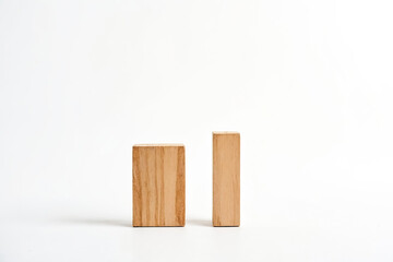 Two Wooden Blocks on White Background