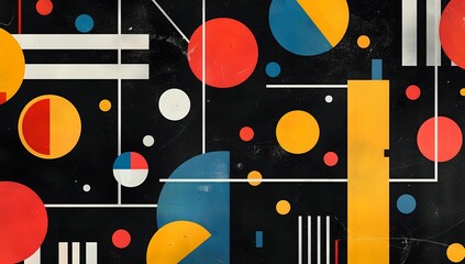 Colorful Geometric Abstraction with Interlocking Circles and Rectangles