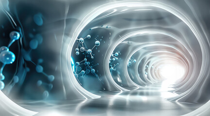 Poster - Presentation background, style of science. Generative AI.
