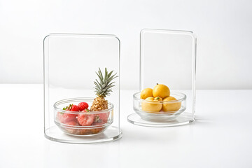 Sticker - Glass Fruit Bowl with Pineapple, Strawberries, and Lemons