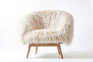 Canvas Print - White Furry Chair with Wooden Legs