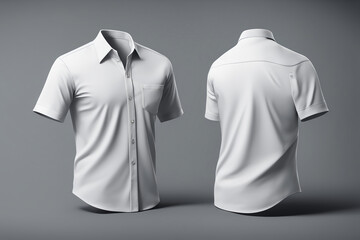 Blank collared shirt mockup design, front, side and back views, tee design presentation for print, 3d rendering, 3d illustration	