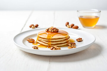 Canvas Print - Pancakes with Pecan and Honey Drizzle