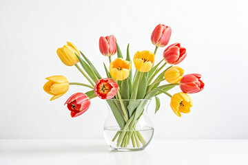 Wall Mural - Yellow and Red Tulips in Glass Vase