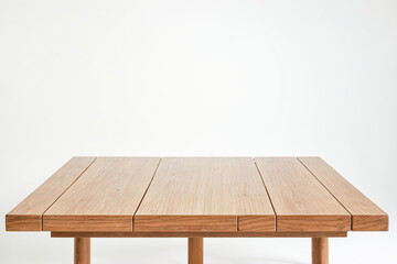 Wall Mural - Wooden table top with white background