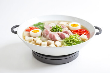 Wall Mural - Delicious Noodle Soup with Meat, Vegetables and Egg