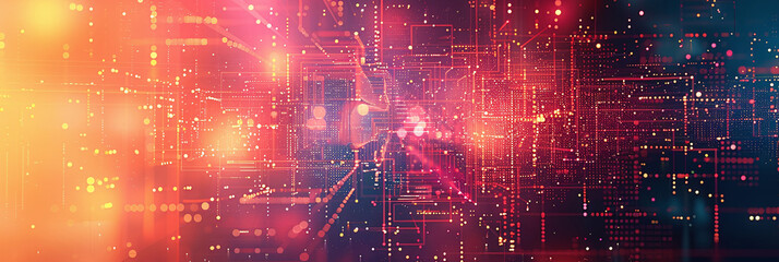 Wall Mural - Digital glitch effect on a vibrant multicolored background, representing a modern and edgy concept