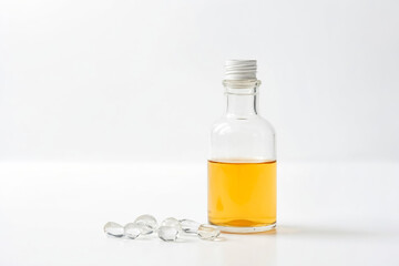 Sticker - Amber liquid in a glass bottle with clear glass gems