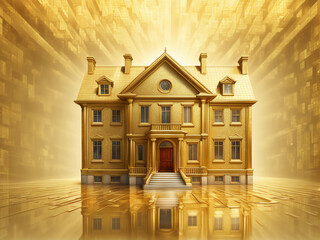 Wall Mural -  Gold real estate house investment property business on a golden background design. 