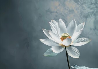 Poster - white lotus on a dark gray background for a gift certificate, beautiful and elegant