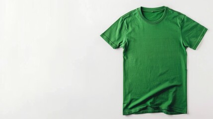 Green t shirt on white background with space for text