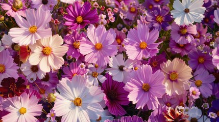 Canvas Print - Floral backdrop with cosmos flowers