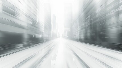 Aufkleber - White city street grayscale horizontal motion blur, on an all white background. Generative AI.