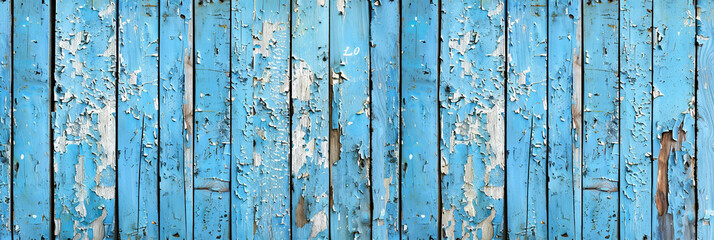 Wall Mural - Distressed blue wood background with peeling paint and weathered texture: Vintage and coastal, perfect for beach or nautical designs, the blue wood with peeling paint creates a weathered and charming