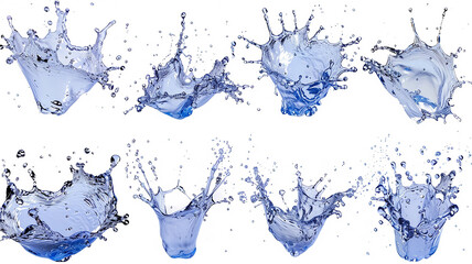 Wall Mural - A set of splashes of water on a white background, the concept of advertising drinks