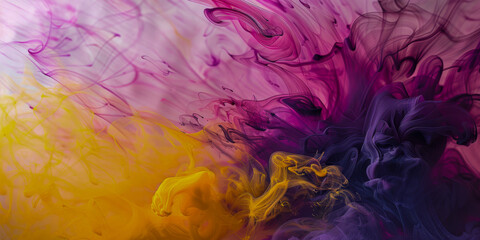 A colorful painting with yellow and purple swirls