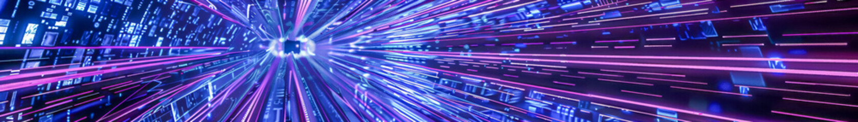 Wall Mural - hyper speed travel in a digital space tunnel