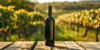 © Lidok_L - A bottle of wine is sitting on a wooden table in a vineyard