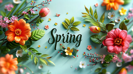 Wall Mural - Spring, abstract concept, banner, title, floral greeting card