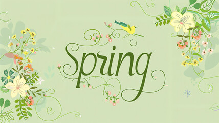 Wall Mural - Spring, abstract concept, banner, title, floral greeting card