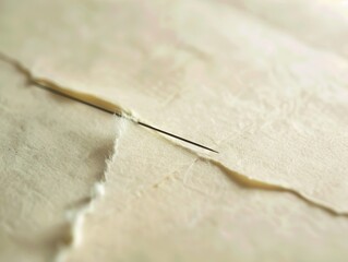 Wall Mural - A needle is sticking out of a piece of paper.