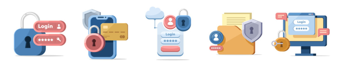 Pin code password protection concept set