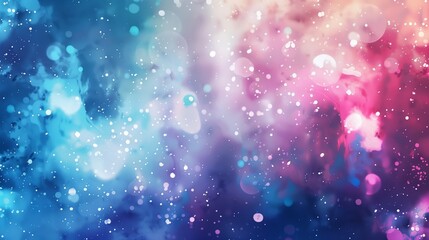 Wall Mural - Watercolor background with beautiful bokeh and neon white and blue gradients.