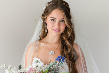 Wall Mural - Elegant Bride with Flowers