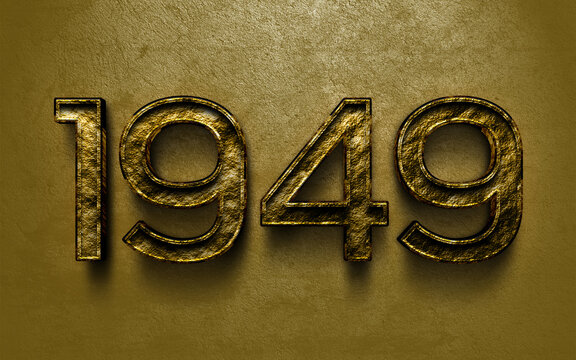 3D dark golden number design of 1949 on cracked golden background.