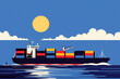 © ADDICTIVE STOCK - Cargo Ship Sailing on a Sunny Day With Blue Skies and White Clouds. Generative AI
