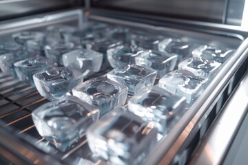 Sticker - A collection of ice cubes sitting on top of a kitchen appliance, perfect for use in food or drink related concepts