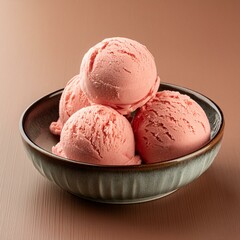 Poster - fresh tasty strawberry ice cream balls