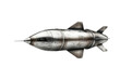 © Sodapeaw - Vintage sci-fi rocket with a metallic finish, reflecting a futuristic retro design against a transparent background.