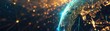 © Wavezaa - Artistic illustration of glowing blue and gold planet Earth with glowing network connections.