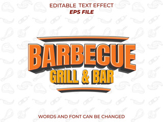 Wall Mural - barbecue text effect, font editable, typography, 3d text. vector template