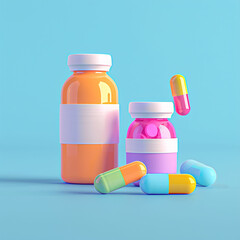 Wall Mural - Medical capsule biopharmaceutical concept 3D rendering, medical health 3D concept illustration