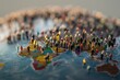 © Katsyarina - People on the world map. Modern society. World Population Day.
