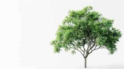 Wall Mural - Tree with green leaves on a white backdrop
