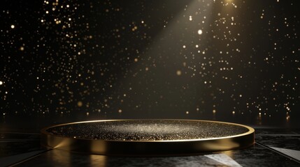 Wall Mural - A gold podium with a lot of sparkles on it