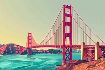 Wall Mural - Golden Gate Crossing - Ultra Detailed Illustration