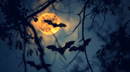 Wall Mural - Halloween, Spooky Bats