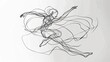© fivan - A minimalist black and white line drawing of a dancer in motion, with fluid lines capturing the grace and dynamism of the movement