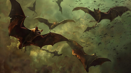 Wall Mural - Halloween, Spooky Bats