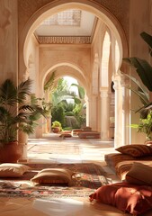 Sticker - A beautiful courtyard with Moroccan style