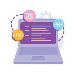 coding and programming software on laptop computer